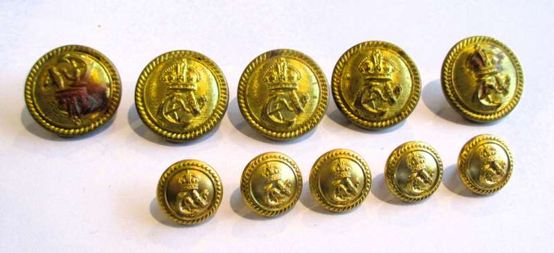 Lot of 9 South African Military uniform buttons, big and small