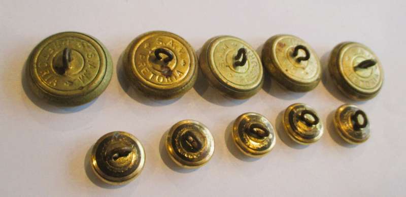 Lot of 9 South African Military uniform buttons, big and small
