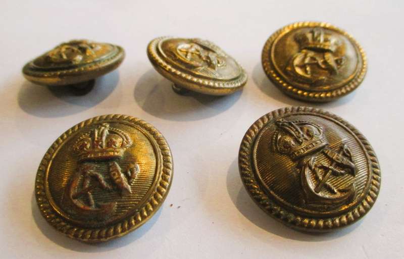 Lot of 5 South African Military uniform buttons