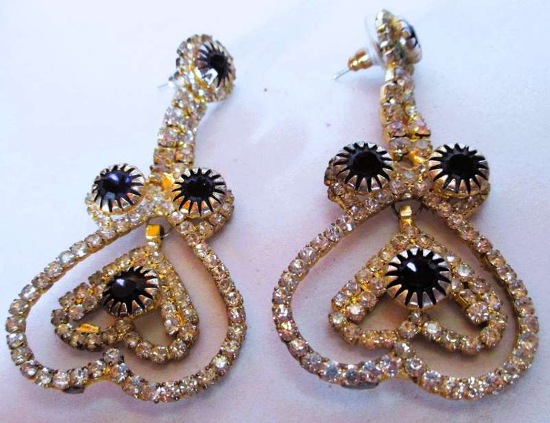 Indian Traditional Ethnic Earrings. Silver Color, rhine and blue stone. Aabushan Imitation Jewelry