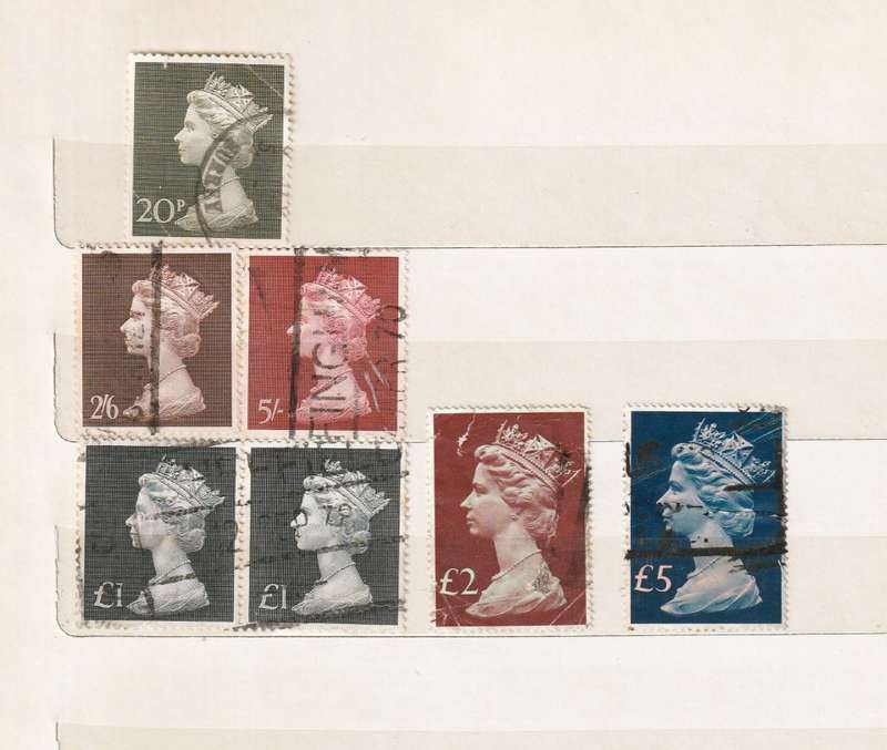 Great Britain-1969-High Value Queen Elizabeth Definitive Postage Stamps