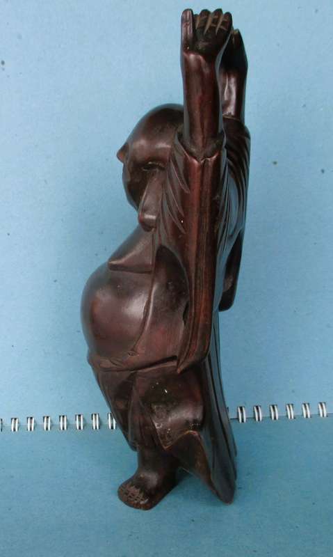 Handmade Laughing Happy Buddha | Vintage Carved Wood Folk Art Sculpture. 190mm high. RARE