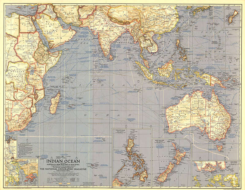 National Geographic 1941 Indian Ocean Map