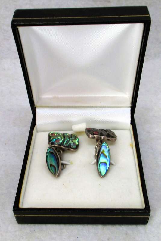Vintage Sterling Silver Paua Shell Cufflinks Abalone Shell. 78g