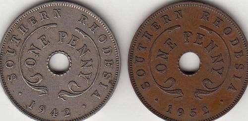 Southern Rhodesia 1952 One Penny 1942 One Penny