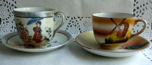 Two pretty cups and saucers.  Just the thing to complete you display. No chops, no cracks.