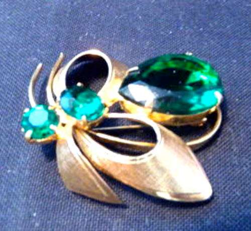 Vintage Green Germstone Brooch