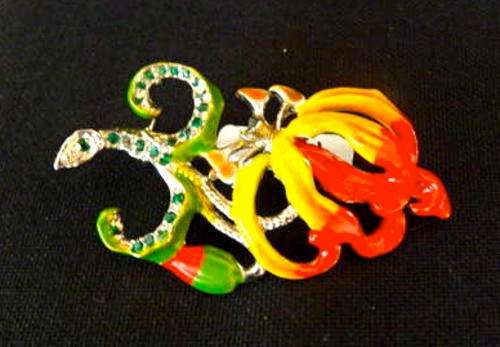 Vintage Colourfull Gilt Flower Brooch