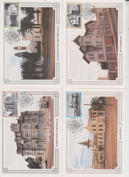 Set of four Postcards. Swakopmund SWA Buidings 1984.