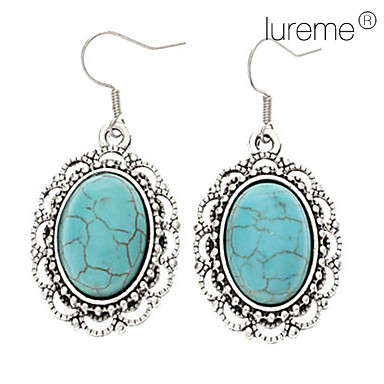 LuremeÃÂÃÂÃÂÃÂ®Vintage Oval Green Turquoise Drop Earrings