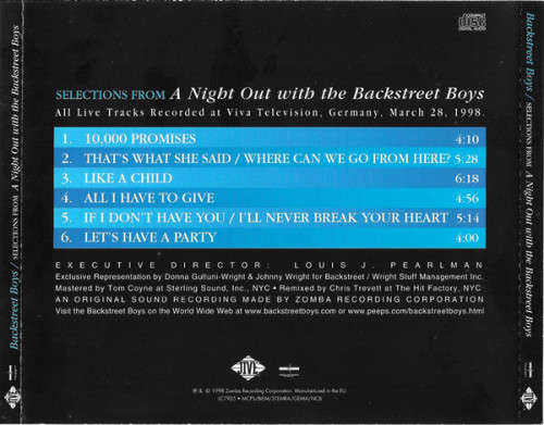 Backstreet Boys - Selections From A Night Out With The Backstreet Boys (CD)