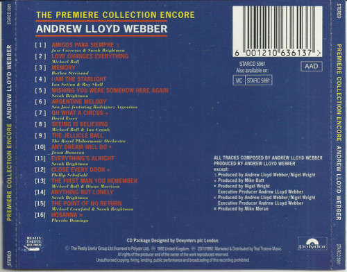 Andrew Lloyd Webber - Andrew Lloyd Webber: The Premiere (CD)