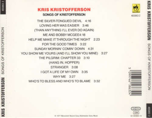 Kris KristOfferson - Songs Of KristOfferson (CD)