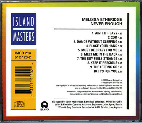 Melissa Etheridge - Never Enough (CD)