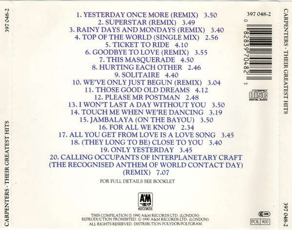 Carpenters - Their Greatest Hits (CD)