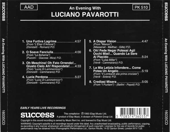 Luciano Pavarotti - An Evening With Luciano Pavarotti (CD)
