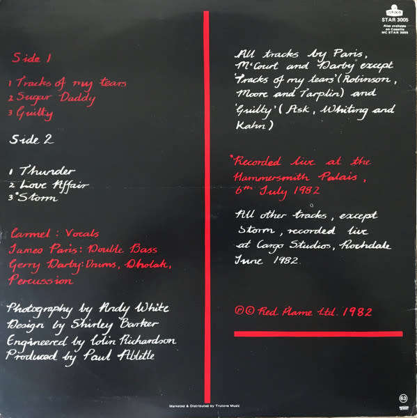 Carmel - Carmel (LP Mini 122` Vinyl Album) London Records  STAR 3005
