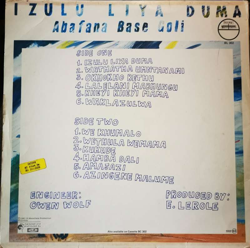Abafana Base Goli - Izulu Liya duma (LP / Vinyl) BL 302