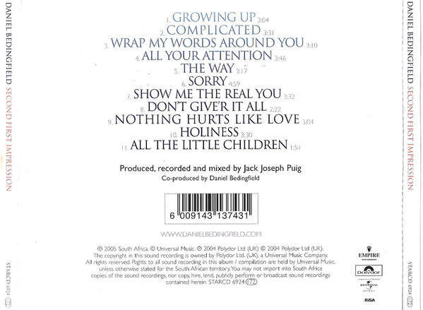 Daniel Bedingfield - Second First Impression (CD)
