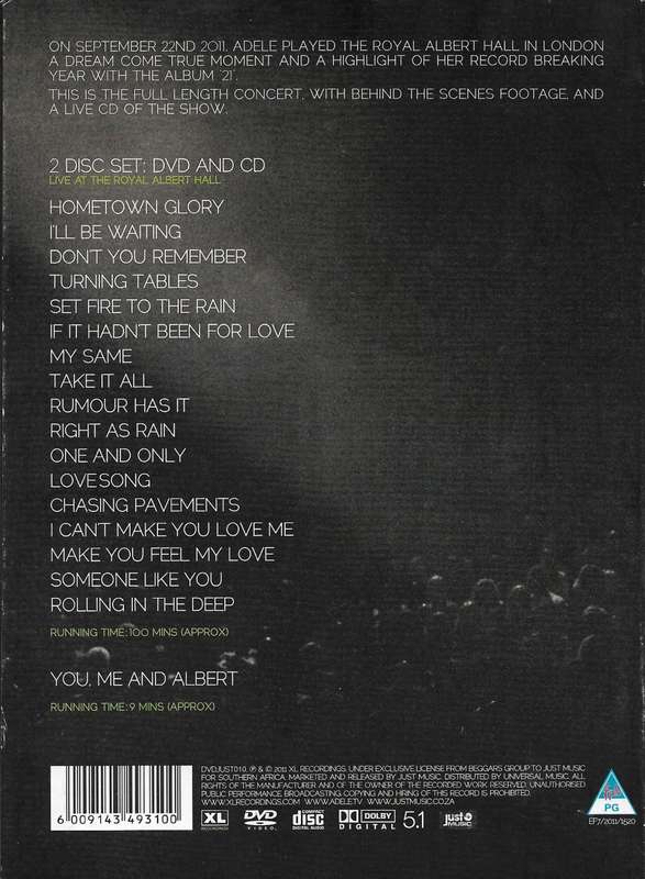 Adele - Live At The Royal Albert Hall (DVD and CD)