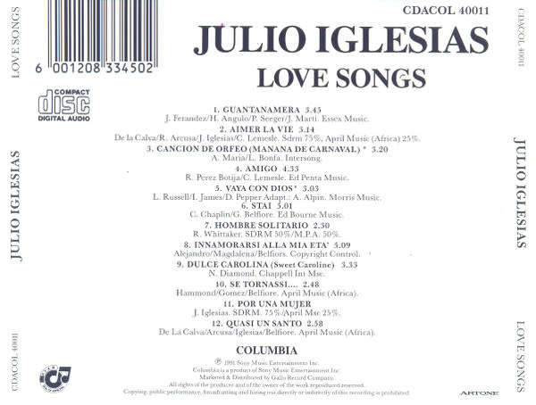 Julio Iglesias - Love Songs (CD)
