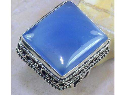 Chunky Chalcedony Gemstone Solitaire Handcrafted Fashion Ring size 11