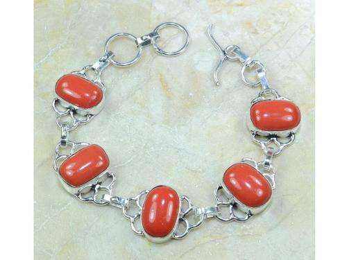 Rich Red Coral Handcrafted Silver Fashion Bracelet