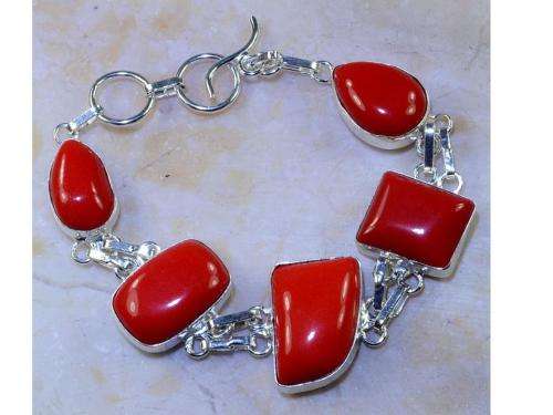 Rich Red Coral Handcrafted Silver Fashion Bracelet
