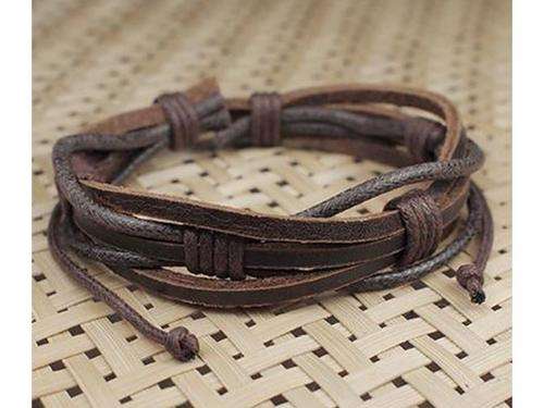 New Earthy Brown Tribal-Ethnic-Surfer-Handcraft-Unisex Leather and Hemp Cuff Bracelet