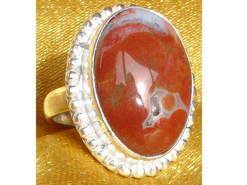 Intriguing Handcrafted Ocean Jasper "Geode"Gemstone Ring Size 6 3/4
