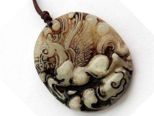 Beautiful Flying Horse Amulet Pendant and Silk Cord Necklace