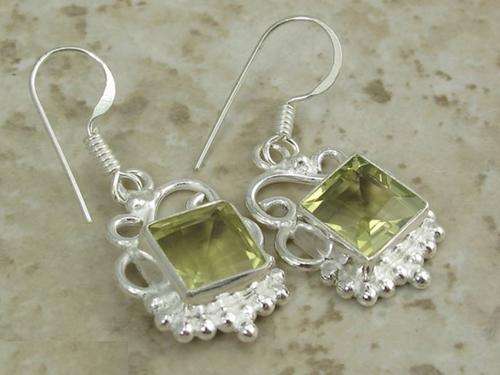 Gorgeous Lemon Crystal HandCrafted Silver Drop Earrings