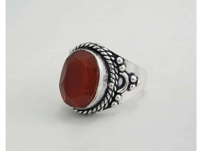 New Vintage Style Orange Crystal solitaire Handcrafted Ring size 9