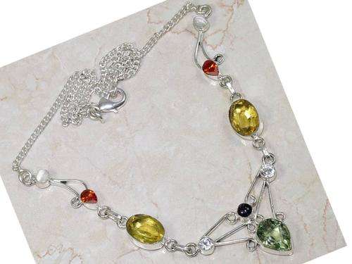 Romantic Multi-Gemstone Handcrafted Silver Fashion Necklace