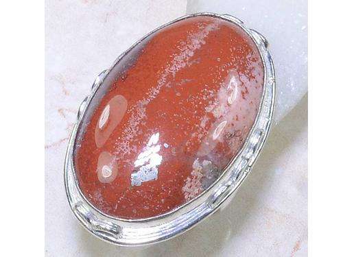 Super Sized Brick Red Jasper & Hematite Handcrafted Silver Ring size 9.25