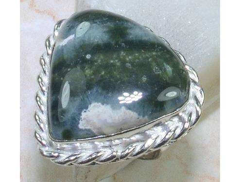 Ocean Jasper Handcrafted Silver Ring Size 9