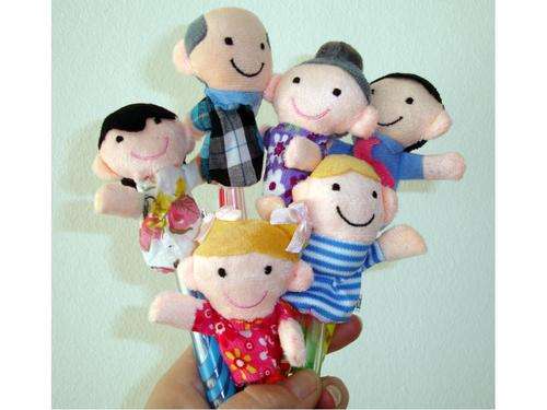 "Set of 6"  Happy Family Plush Finger Puppets for Pretend Play