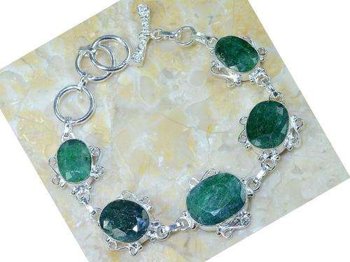 Classic Emerald Handcrafted Silver Fashion Bracelet