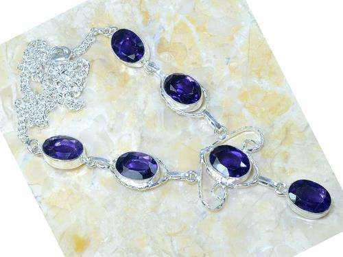 Classic Amethyst Crystal Handcrafted Silver Fashion Necklace