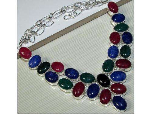 Magical Muli Coloured Gemstone Handcrafted Silver Fashion Necklace