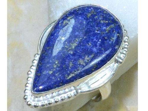 Classy Lapis Lazuli Handcrafted Silver Fashion Ring Size 9.25