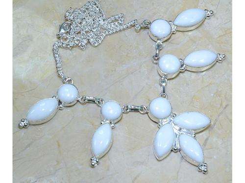 Striking Faux White Jade Handcrafted Silver Fashion Necklace