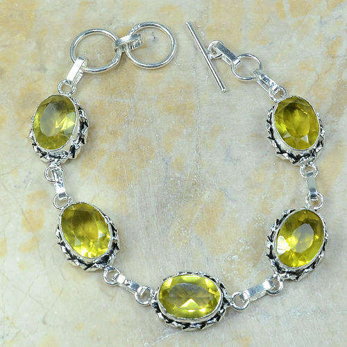 Dainty Citrine Handcrafted Silver Fashion Bracelet