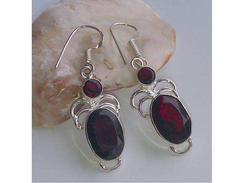 Deep Red Garnet Handcrafted Silver Fashion Earrings