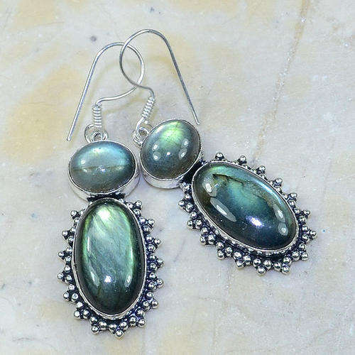 Magical Labradorite Gemstone Silver Handcrafted Fashion Earrings