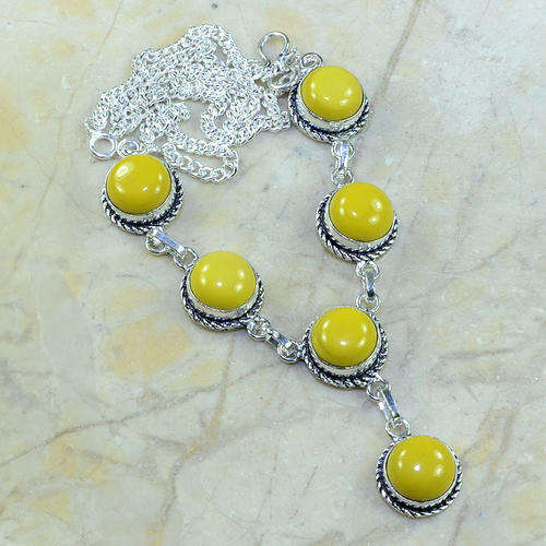 Sunny Yellow Jasper Handcrafted Silver Necklace