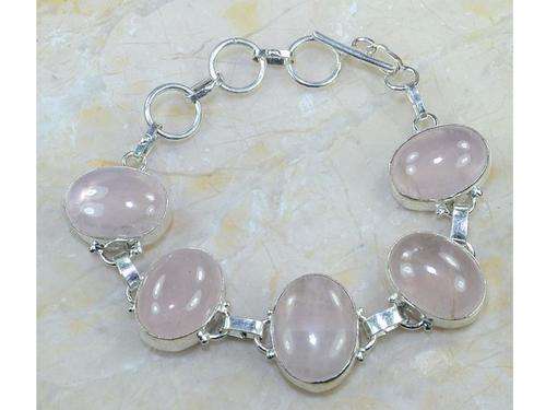 Romantic Rose Quartz Handcrafted Silver Fashion Bracelet