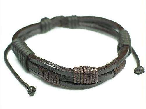 New Tribal-Ethnic-Surfer-Handcraft-Leather and Hemp Dark Brown Bracelet