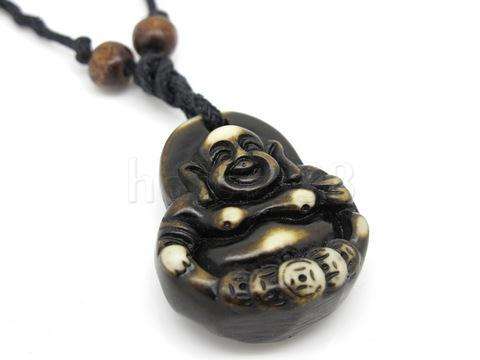 Lucky Tibet buddha Yak Bone Holy Amulet Pendant Necklace