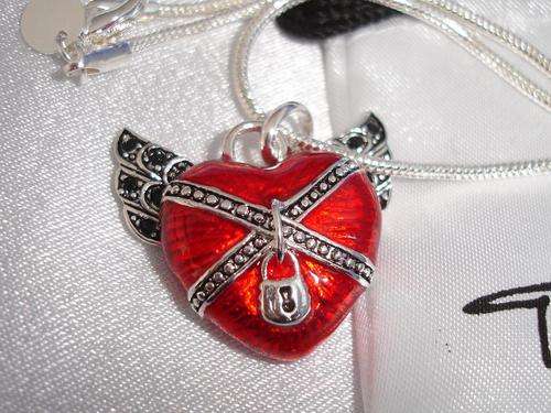 Fierce Looking " A Heart in Bondage" Silver Pendant and Chain
